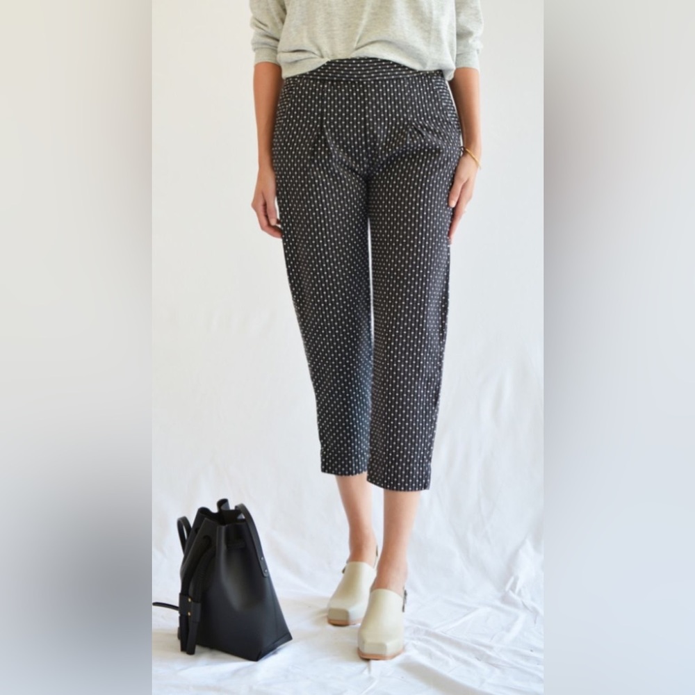 Ace & Jig Westside cropped trouser pants in black mini dot M medium